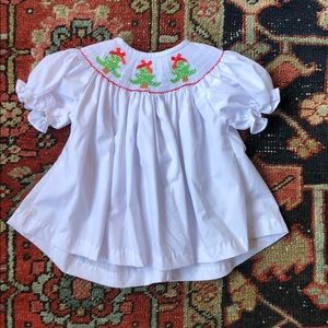 Nola smocked Christmas tree dress 12 months